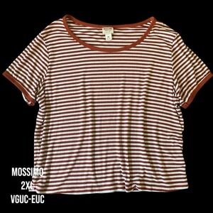 Mossimo Supply Co. Rust and Cream Striped Ribbed Knit Tee